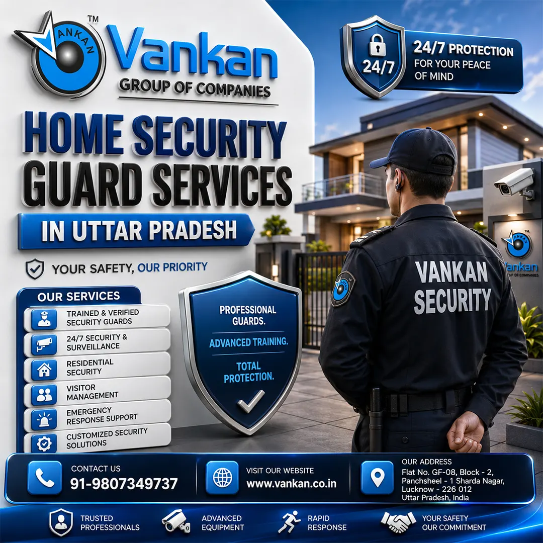 Home security guard services in Uttar Pradesh, India — trained guard on residential duty